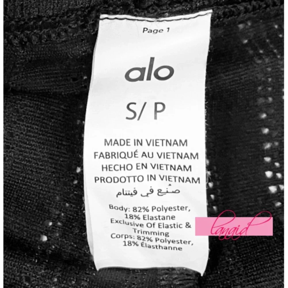 NEW Alo High-Waist Euphoria Leggings Black Mesh Sheer See-Through Transparent S